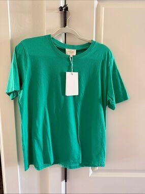 Sezane Conrad Short-Sleeve Crewneck T-Shirt in Bright Green Large